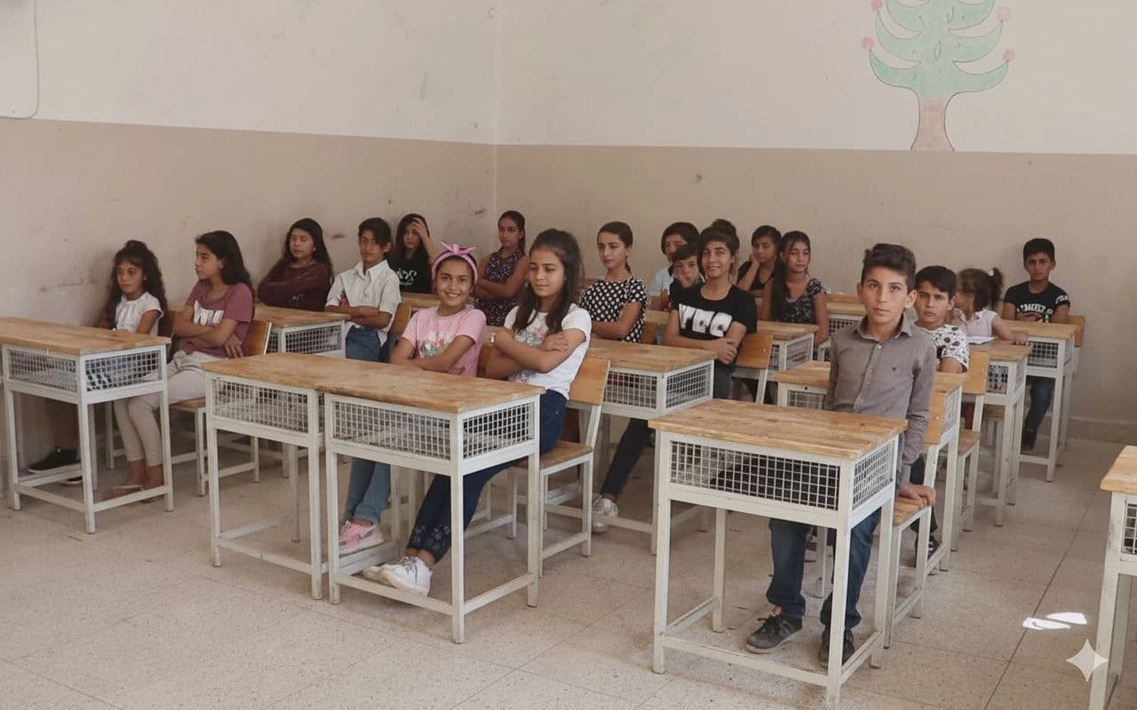 چەند قوتابییەک لەنێو پۆلی قوتابخانەیەکی رۆژئاوای کوردستان. وێنە: رووداو/ئەرشیڤ