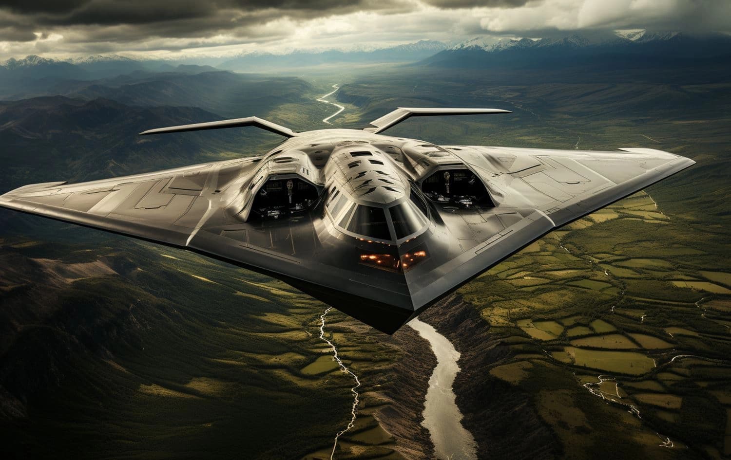 فڕۆکەی B-2. وێنەکە بە ژیریی دەستکرد دروستکراوە