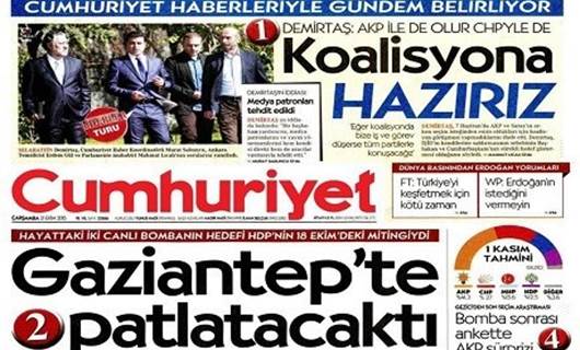 Rojnameyên Tirkiyê – HDPê ji tirsa êrişa xwekujî mitîng betal kir