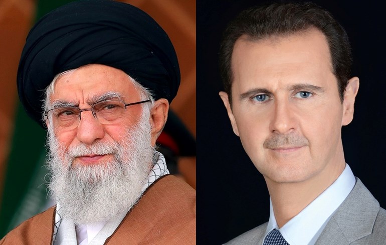 Iranian supreme leader Ali Khamenei (left) and President Bashar al-Assad of Syria. Image via Syrian Presidency on social media 