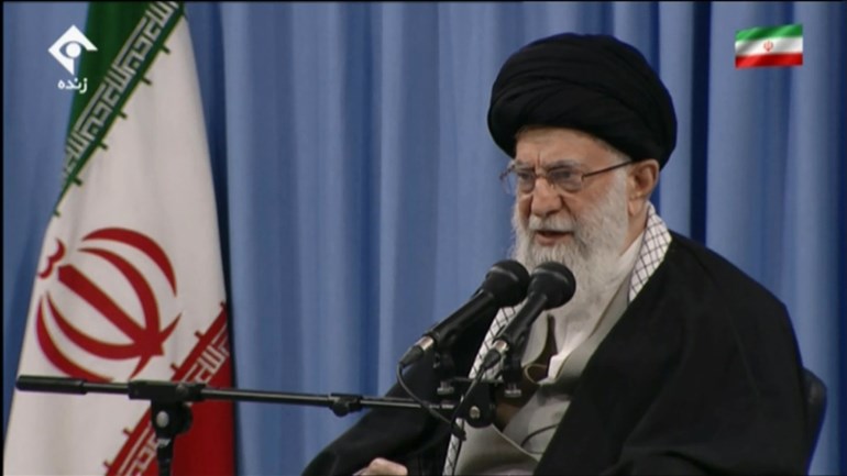 Ayatollah Ali Khamenei speaks live on TV a few hours after Iran fired 22 missiles at military bases in Iraq housing US-led coalition forces. Photo: AP live video