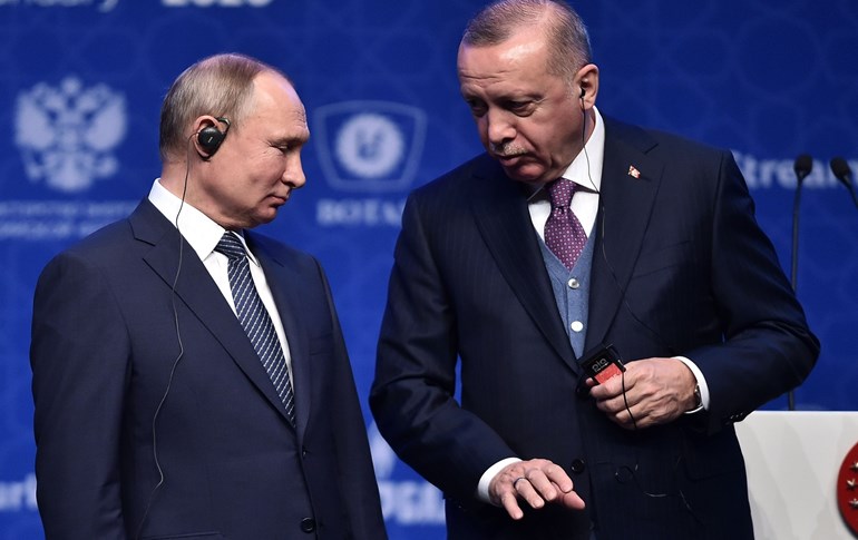 Russian President Vladimir Putin attending the inauguration ceremony of a new gas pipeline on January 8, 2020, in Istanbul. Photo: Ozan Kose/AFP 
