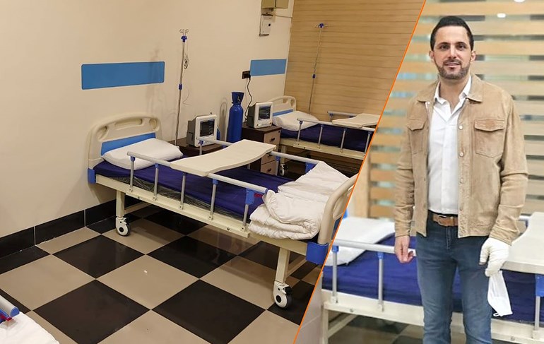 New Generation leader Shaswar Abdulwahid is photographed at his party’s Sulaimani office where a 100-bed hospital ward has been established. Photo: social media 