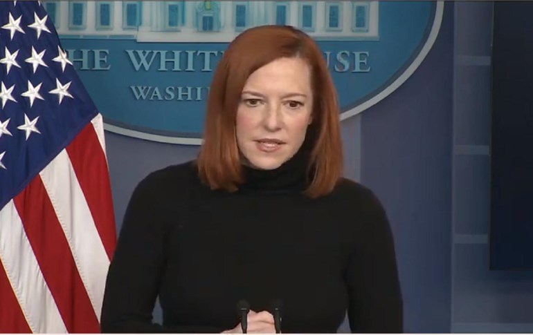 Jen Psaki speaking to reporters on February 16, 2021. Photo: White House