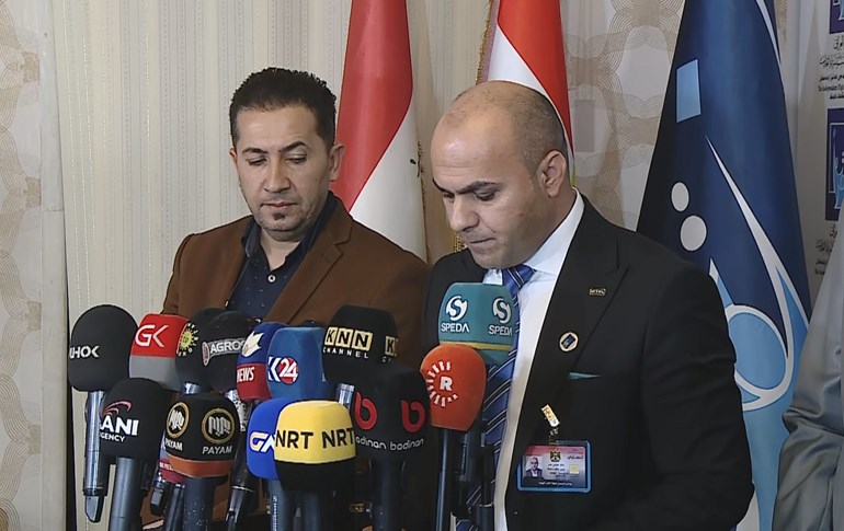 A Duhok IHEC official speaks to the media on October 10, 2021. Photo: Rudaw/screengrab