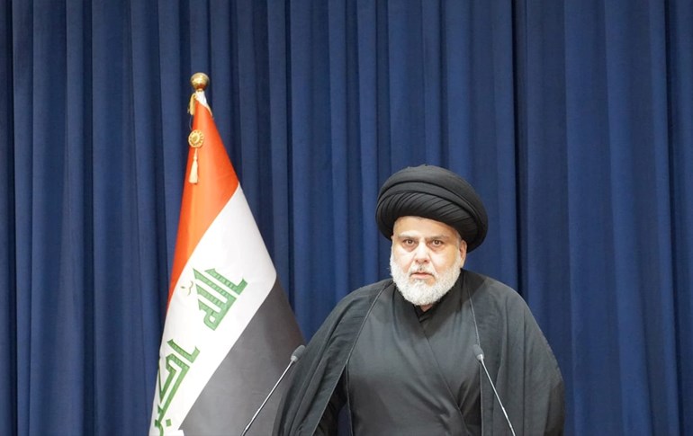 Iraqi Shiite cleric Muqtada al-Sadr delivers a speech on August 30, 2022. Photo: INA 