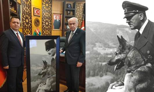 MHP’li başkan, Bahçeli’ye Hitler’in Atatürk montajlı fotoğrafını hediye etti