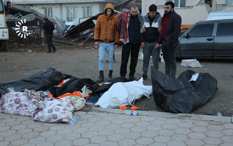 Dead bodies from the earthquake that struck Turkey in Adiyaman (Samsur) on February 8, 2023. Photo: Murad Bulut/Rudaw