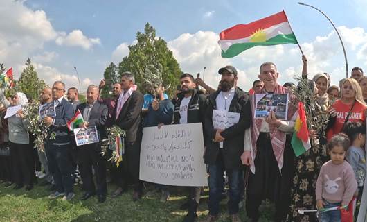 Syrian Kurds protest in Erbil, condemning killing of Newroz celebrants in Jindires
