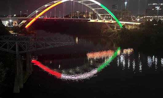 American city lights up iconic bridge with Kurdistan flag