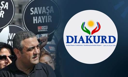 CHP Milletvekili Sezgin Tanrıkulu ve Kürt Diaspora Konfederasyonu (DİAKURD) logosu