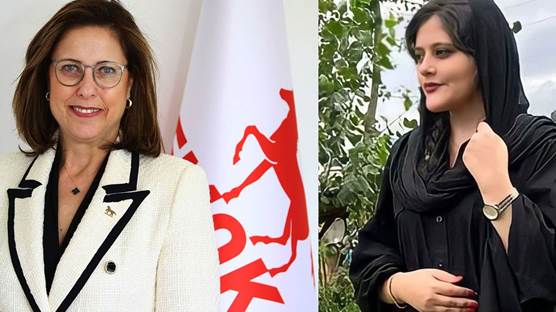 DP Genel Başkan Yardımcısı İlay Aksoy ve katledilen Jina Emini