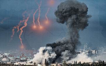 Israeli strikes targeting the Gaza Strip in October, 2023. Photos: AFP; Graphic: Aland Qaradaxi/Rudaw