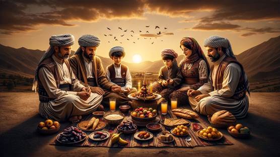 Ramazan iftarı yapan bir Kürt aile tablosu / Dall-E