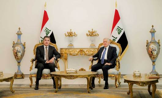 Bağdat’taki temaslarını sürdüren Başkan Neçirvan Barzani, Irak Cumhurbaşkanı Latif Reşid ile bir araya geldi.