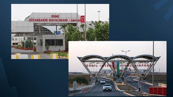 Diyarbakır Havalimanı - Erbil Uluslararası  Havalimanı / Foto: Rûdaw grafik