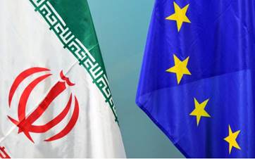 From left: flags of Iran and EU. Photo: AFP/file 