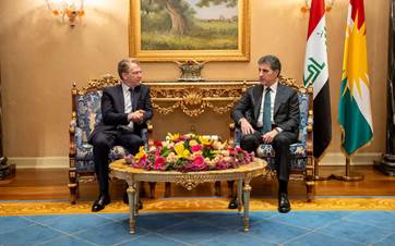 Kurdistan Region President Nechirvan Barzani on Sunday receives France’s Ambassador to Iraq Patrick Durel in Erbil on June 9, 2024. Photo: Office of President Barzani