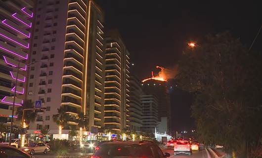 Unfinished residential building in Erbil goes up in flames