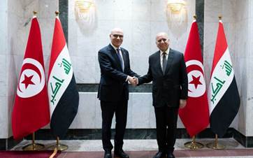 Iraqi Foreign Minister Fuad Hussein (right) and his Tunisian counterpart Nabil Ammar (left) meeting in Baghdad on May 12, 2024. Photo: Iraqi foreign ministry 