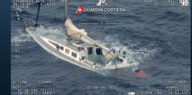 The shipwrecked vessel. Photo: Guardia Costiera, via AFP