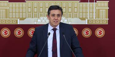 Mehmet Rustu Tiryaki, DEM Party co-chair responsible for local administrations speaking at the Turkish parliament on June 24, 2024. Photo: MA