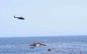 A migrant boat capsized in the Mediterranean off the Libyan coast. File photo: AFP
