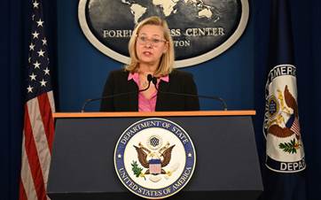 The US Ambassador-at-Large to Monitor and Combat Trafficking in Persons Cindy Dyer for the State Department speaks to reporters during a press briefing in Washington DC, on June 25, 2024. Photo: Barzin Sadi/Rudaw