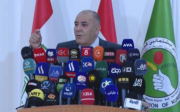 Saadi Ahmed Pira, PUK spokesperson speaking during a press conference in Erbil on July 1, 2024. Photo: Rudaw