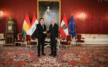 Kurdistan Region President Nechirvan Barzani (left) meeting with Austrian Federal President Alexander Van der Bellen in Vienna on July 2, 2024. Photo: Kurdistan Region Presidency