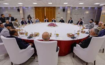 The Coordination Framework holding a meeting in Baghdad, attended by Kurdistan Democratic Party (KDP) leader Masoud Barzani, on July 3, 2024. Photo: INA