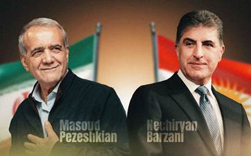 From left: Iran's president-elect Masoud Pezeshkian and Kurdistan Region President Nechirvan Barzani. Graphic: Rudaw 