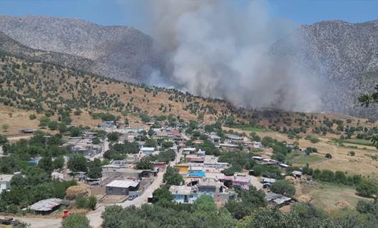 A fire in the vicinity of a Duhok village caused by Turkey-PKK fighting on July 4, 2024. Photo: Rudaw