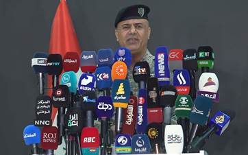 Iraqi interior ministry spokesperson Miqdad Miri speaking in a press conference on July 14, 2024. Photo: Rudaw