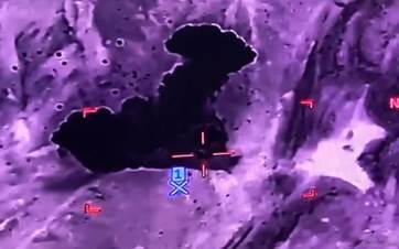 Screengrab from a video published by Iraq's Security Media Cell showing an airstrike on a suspected Islamic State (ISIS) hideout in the Palkana Mountains in Salahaddin province, on July 14, 2024. Photo: Security Media Cell
