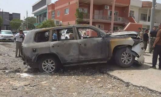 The charred remains of the car of a senior Kurdistan Democratic Party (KDP) official in Kalar on July 15, 2024. Photo: Rudaw