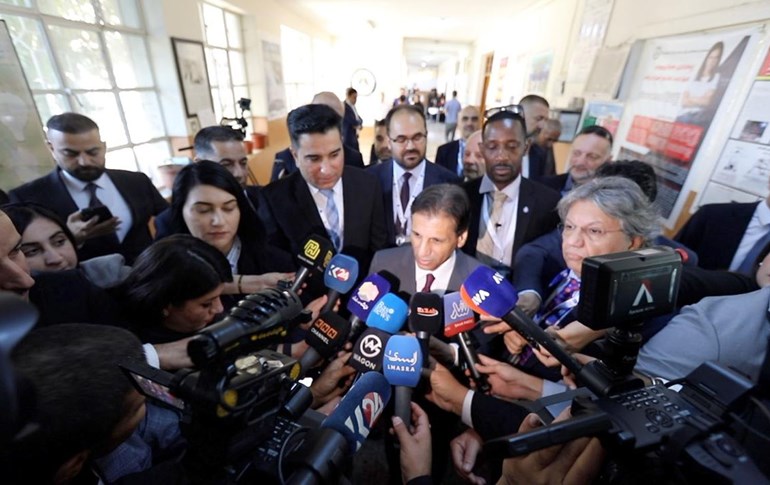 Mohamed al-Hassan, the head of UN Assistance Mission for Iraq (UNAMI) speaking to journalists on October 20, 2024. Photo: UNAMI